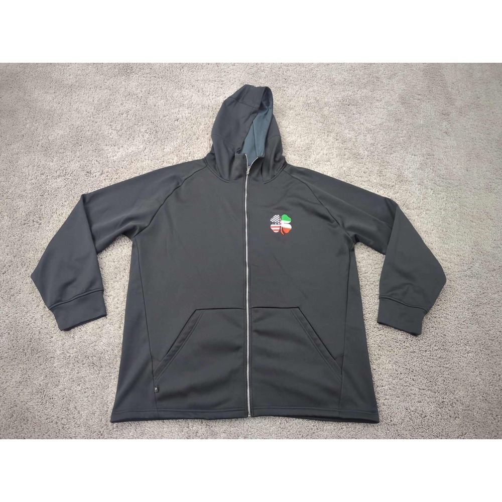 Pennant Sportswear Full Zip Hoodie Mens 2XL Black Italian-American Shamrock Logo